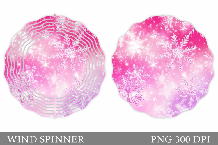 Snowflakes Wind Spinner Sublimation. Winter Wind Spinner
