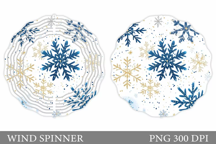 Snowflakes Wind Spinner Sublimation. Winter Wind Spinner