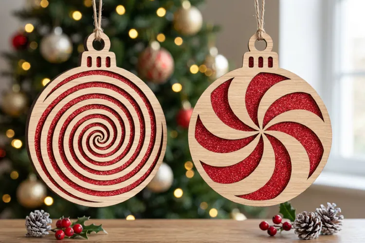 Spiral Christmas Bauble SVG Laser Cut File For Crafters