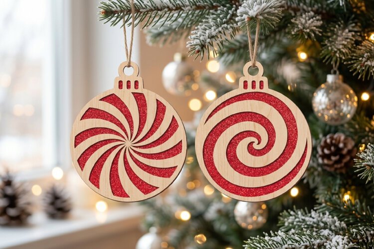 Spiral Christmas Bauble SVG Laser Cut File For Crafters example image 1