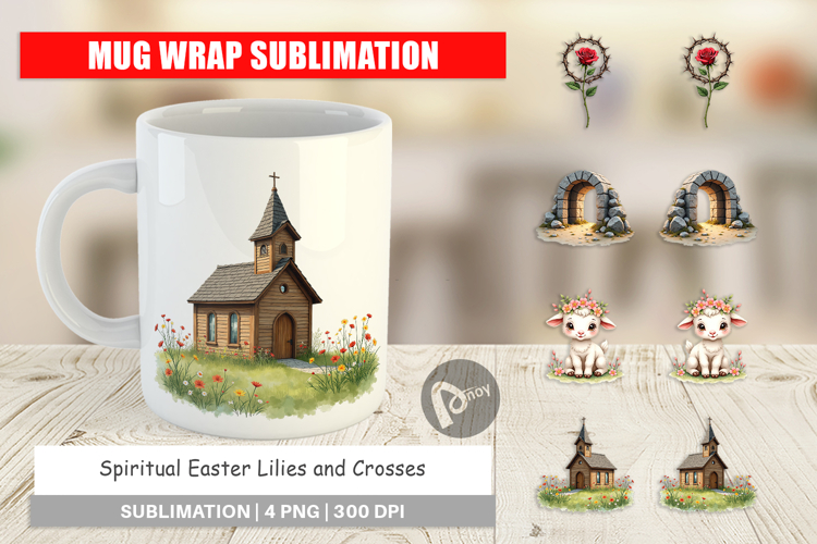 Easter Lilies Crosses Mug Wrap