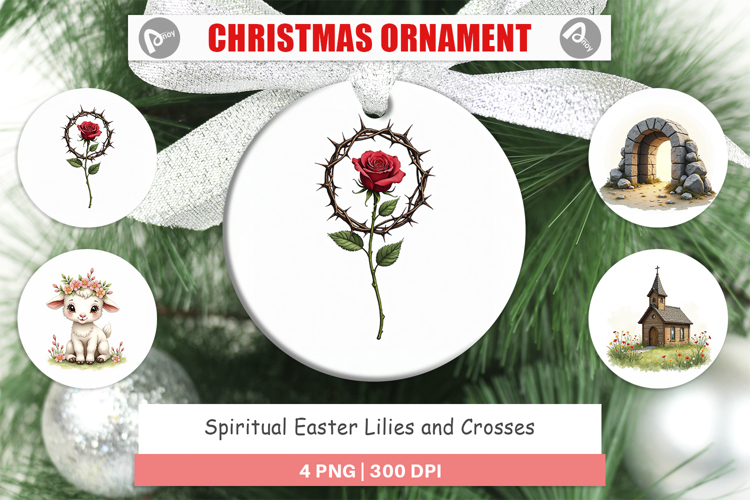 Easter Lilies Crosses Ornament