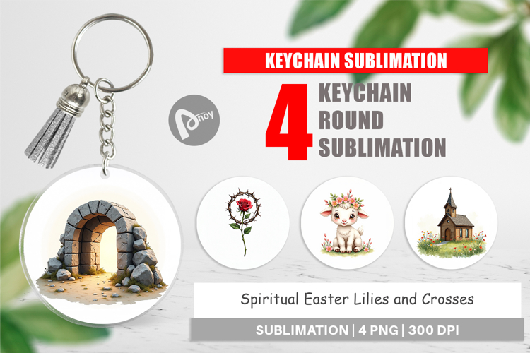 Easter Lilies Crosses Keychain