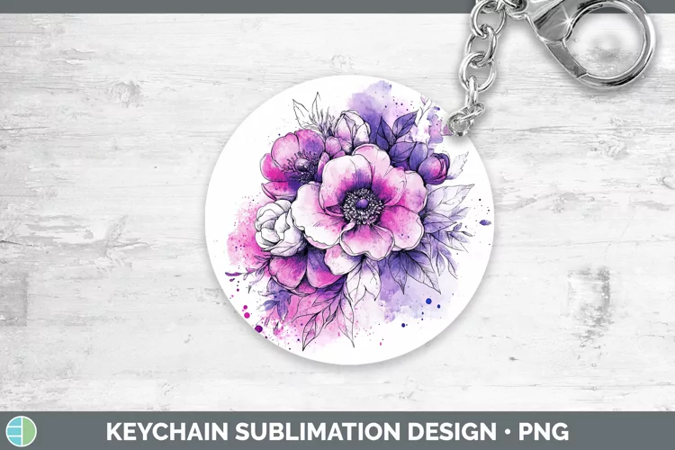 Splash Valentine Bouquet Keychain Sublimation Keyring Design