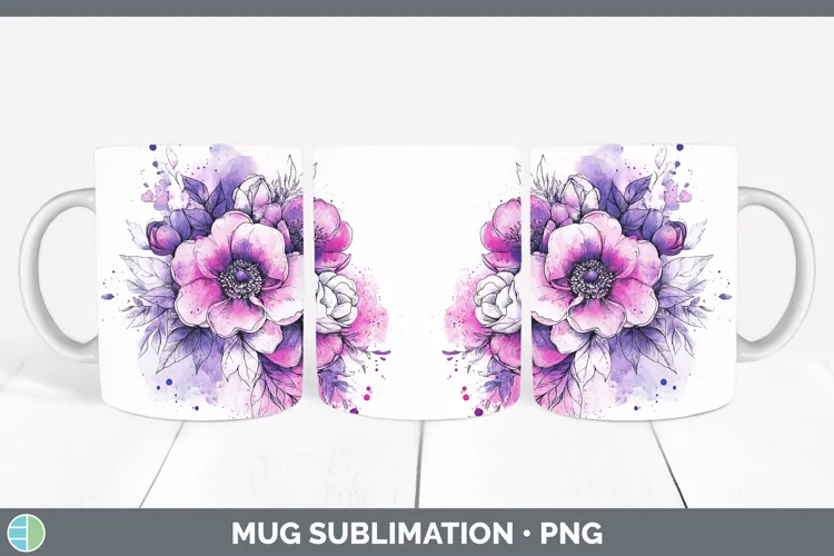 Splash Valentine Bouquet Mug Wrap Sublimation Coffee Cup Des
