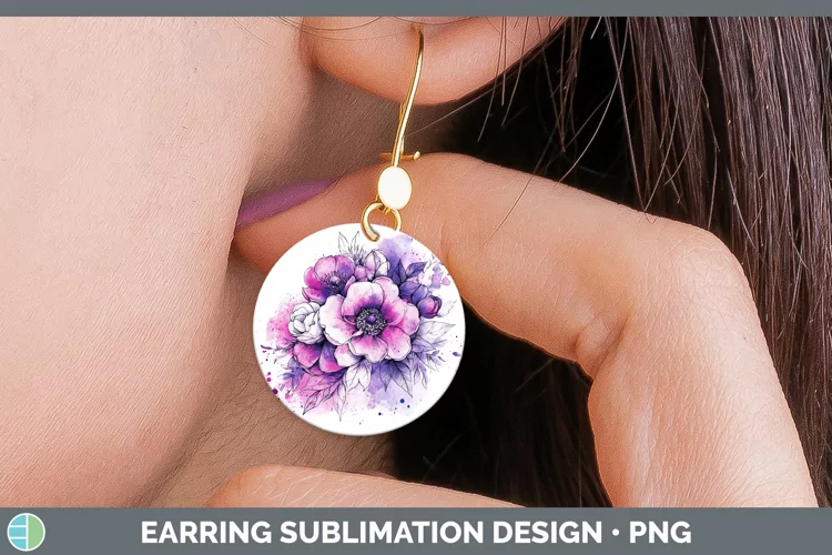 Splash Valentine Bouquet Round Earrings Sublimation Earrings