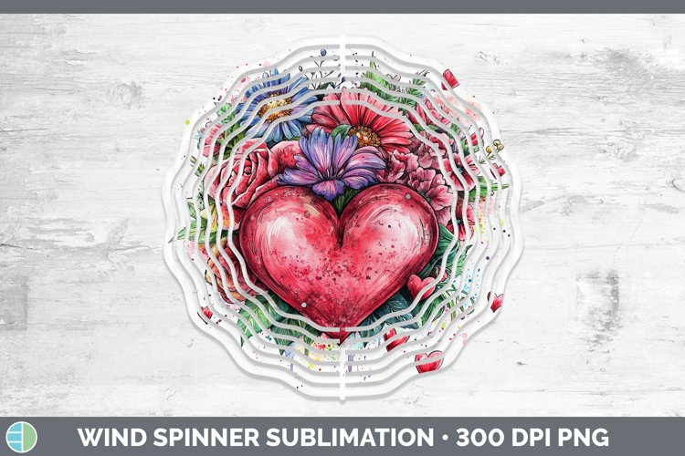 Splash Valentine Floral Wind Spinner Sublimation Spinner Des