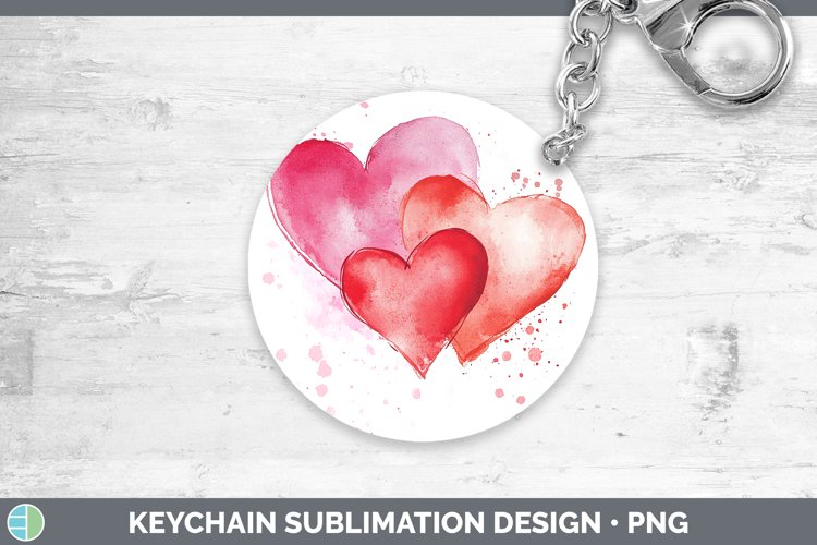 Splash Valentine Pink Hearts Keychain Sublimation Keyring De
