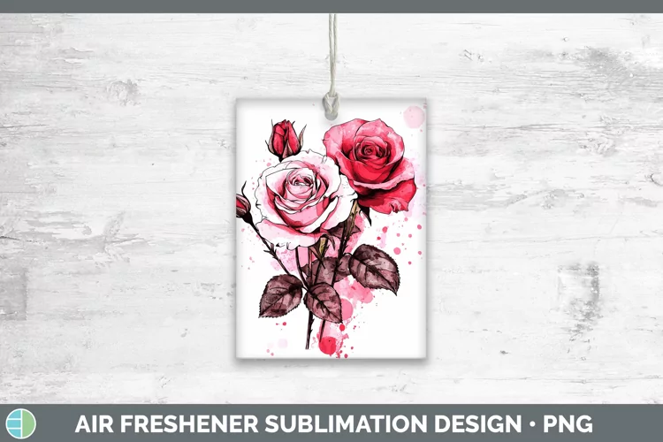 Splash Valentine Pink Roses Air Freshener Sublimation Car Fr