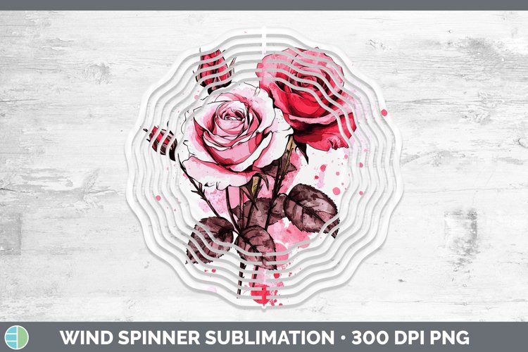 Splash Valentine Pink Roses Wind Spinner Sublimation Spinner