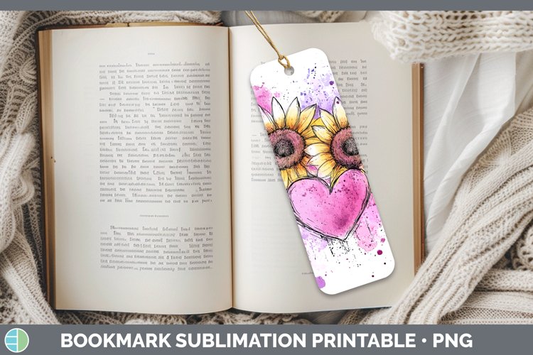 Splash Valentine Purple Sunflowers Bookmark Sublimation Prin