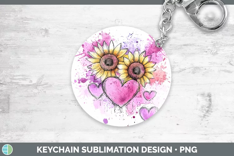 Splash Valentine Purple Sunflowers Keychain Sublimation Keyr