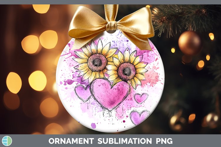 Splash Valentine Purple Sunflowers Ornament Sublimation Baub