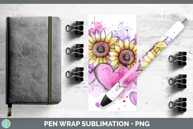 Splash Valentine Purple Sunflowers Pen Wrap Sublimation Pen