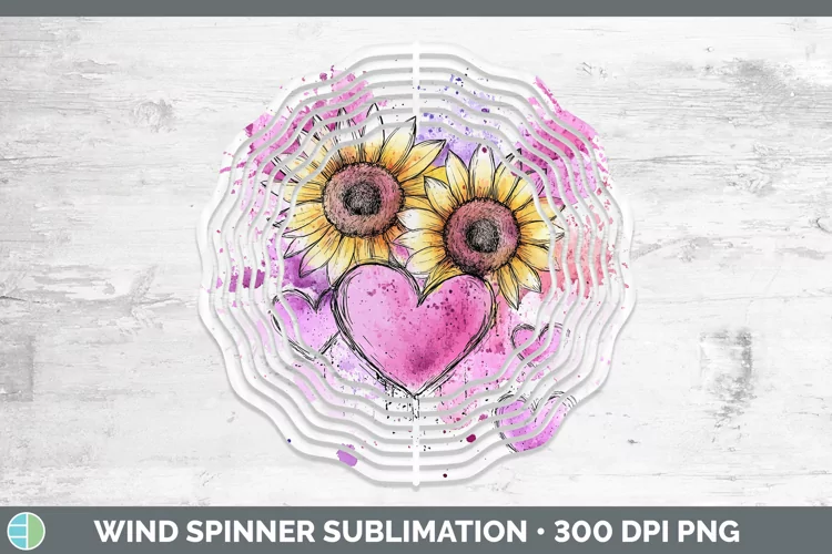Splash Valentine Purple Sunflowers Wind Spinner Sublimation