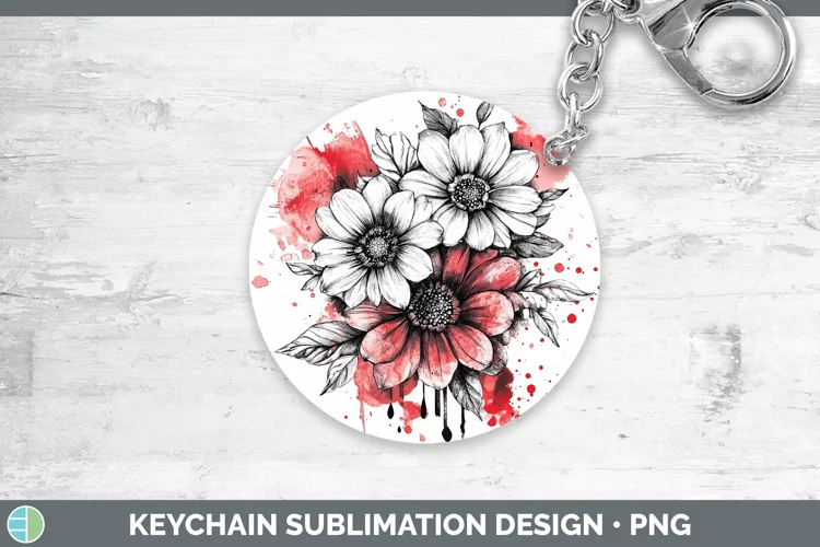 Splash Valentine Red Bouquet Keychain Sublimation Keyring De
