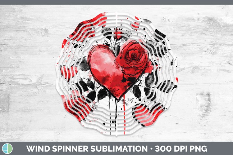 Splash Valentine Red Hearts Flowers Wind Spinner Sublimation