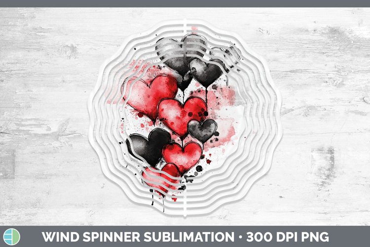 Splash Valentine Red Hearts Wind Spinner Sublimation Spinner
