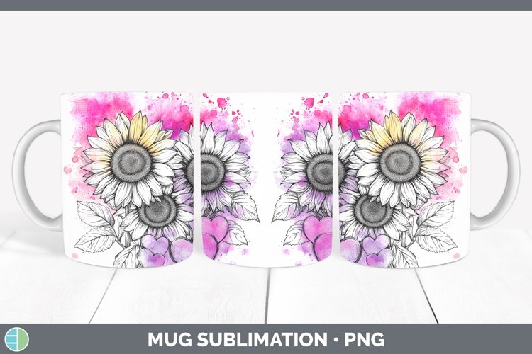 Splash Valentine Sunflowers Mug Wrap Sublimation Coffee Cup