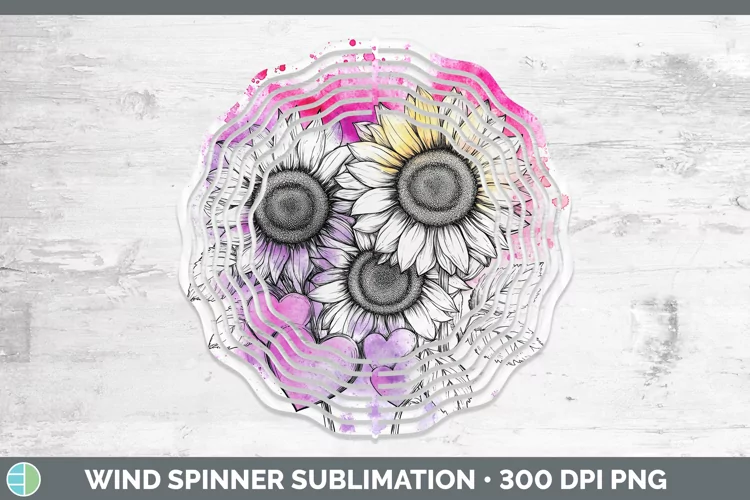 Splash Valentine Sunflowers Wind Spinner Sublimation Spinner