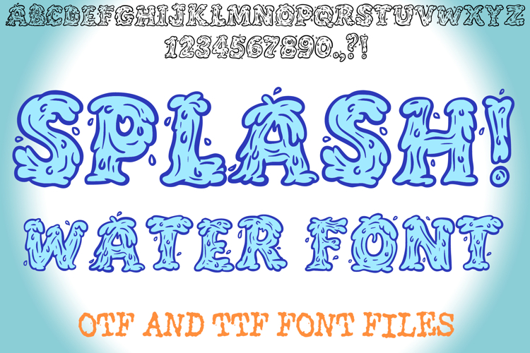 Splash Water Alphabet Lettering ABC Text Font OTF by Squeeb Creative
