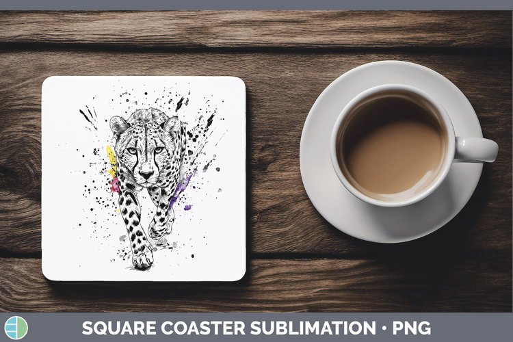 Splash Wildcats Cheetah Square Coaster Sublimation Coaster D