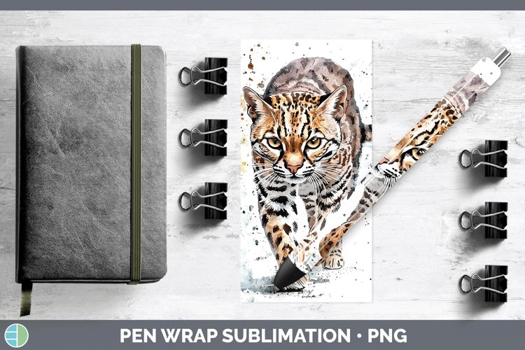 Splash Wildcats Geoffroys Cat Pen Wrap Sublimation Pen Desig