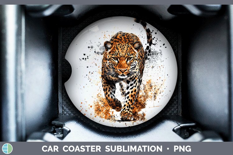 Splash Wildcats Leopard Car Coaster Sublimation Designs
