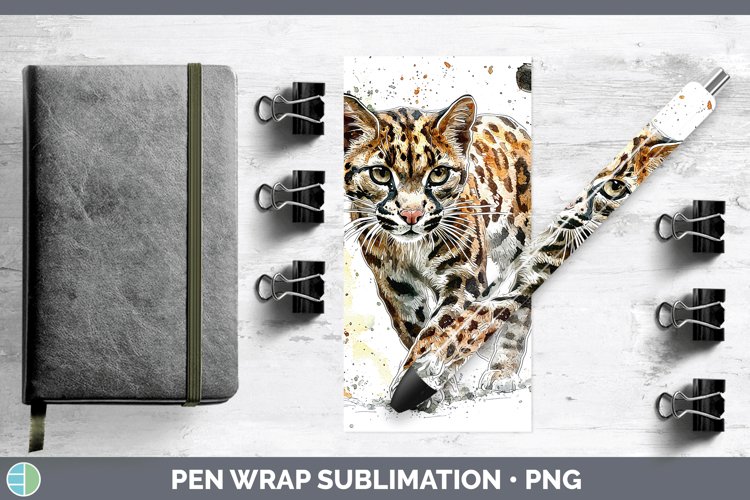Splash Wildcats Margay Cat Pen Wrap Sublimation Pen Designs