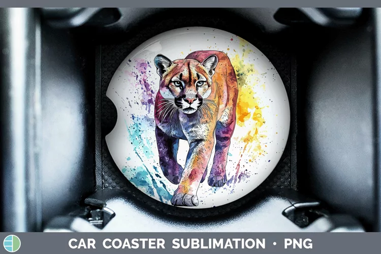 Splash Wildcats Puma Concolor Car Coaster Sublimation Desig