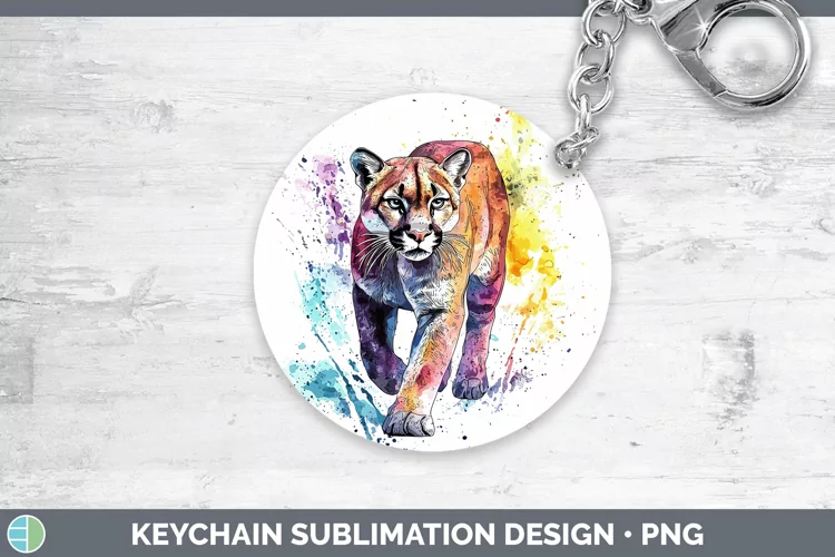 Splash Wildcats Puma Concolor Keychain Sublimation Keyring D