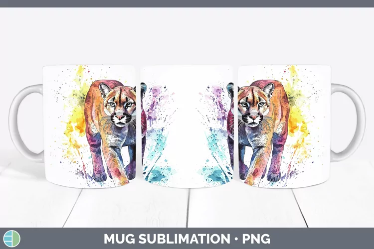 Splash Wildcats Puma Concolor Mug Wrap Sublimation Coffee Cu