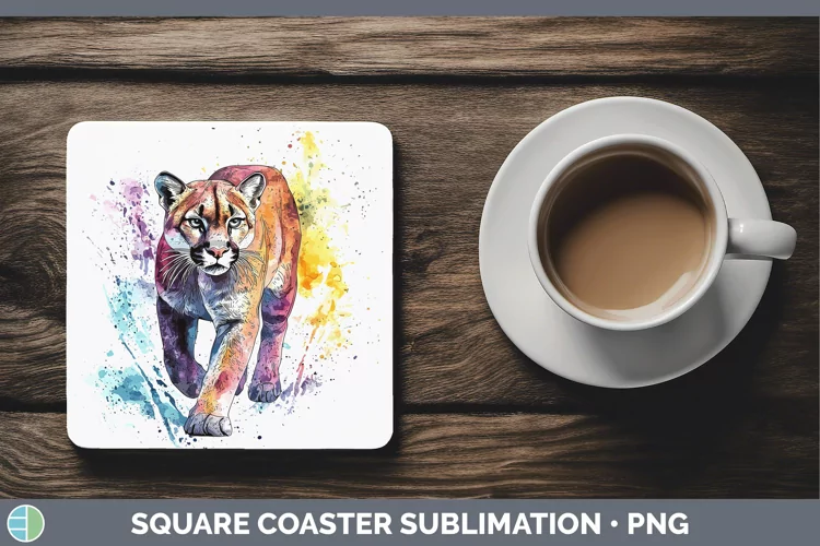 Splash Wildcats Puma Concolor Square Coaster Sublimation Coa
