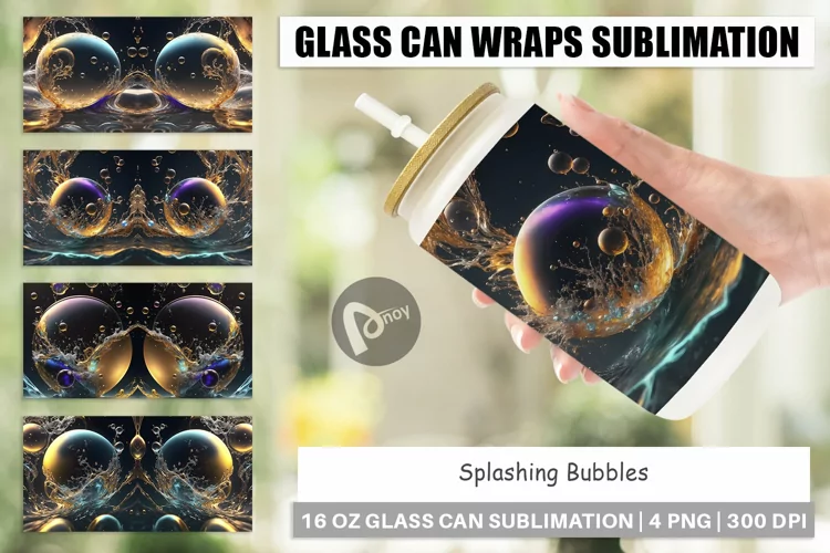Glass Can Wraps Splashing Bubbles