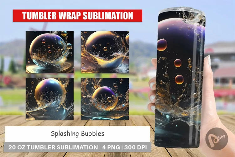 Tumbler Sublimation Wrap Splashing Bubbles