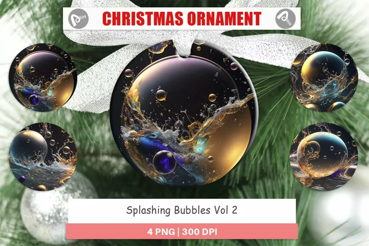 Christmas Ornaments Splashing Bubbles
