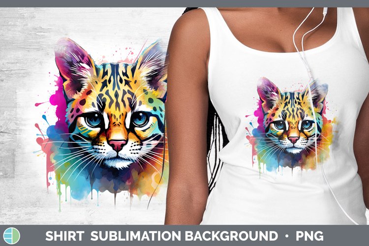 Splat Rainbow Margay Cat Shirt Sublimation Sublimation Backg