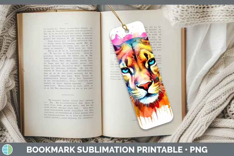 Splat Rainbow Puma Concolor Bookmark Sublimation Printable D
