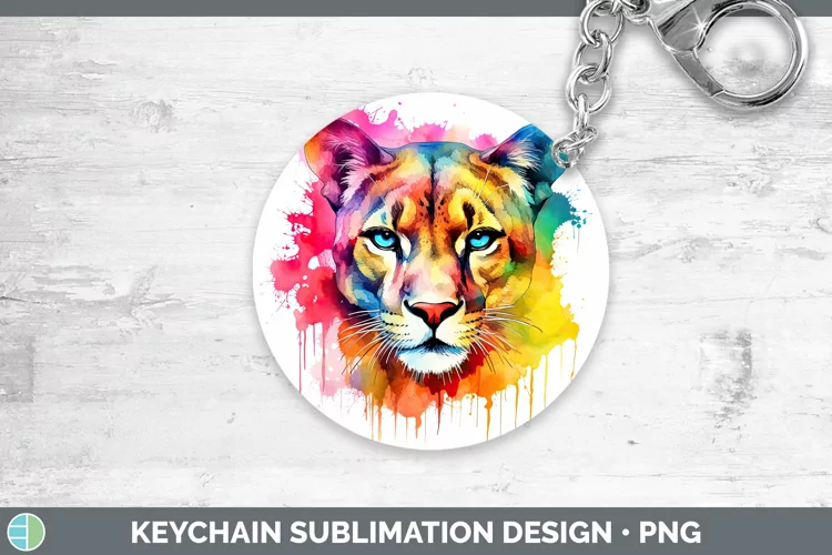 Splat Rainbow Puma Concolor Keychain Sublimation Keyring Des