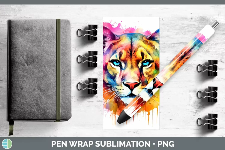 Splat Rainbow Puma Concolor Pen Wrap Sublimation Epoxy Pen D