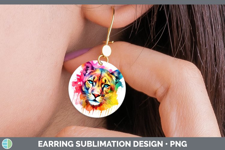 Splat Rainbow Puma Concolor Round Earrings Sublimation Earri