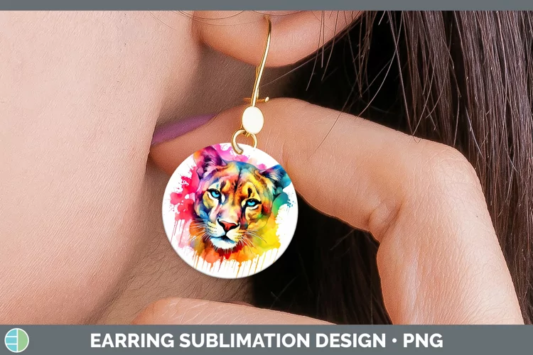 Splat Rainbow Puma Concolor Round Earrings Sublimation Earri