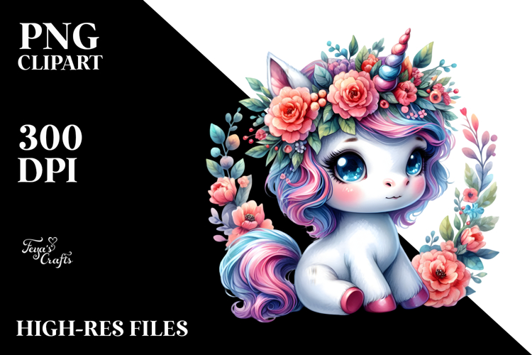 Vibrant Cute Unicorn with Cool Haircut PNG