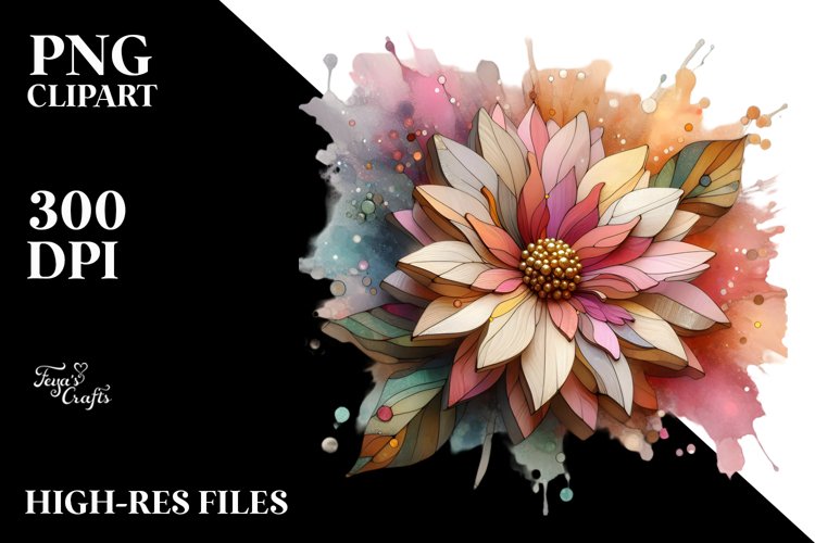 Stained Gerbera with Golden Insertions | Sublimation | example image 1