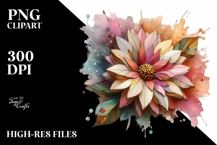 Stained Gerbera with Golden Insertions | Sublimation |