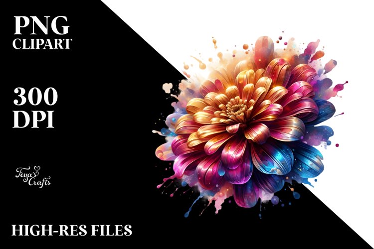 Abstract Watercolor Zinnia