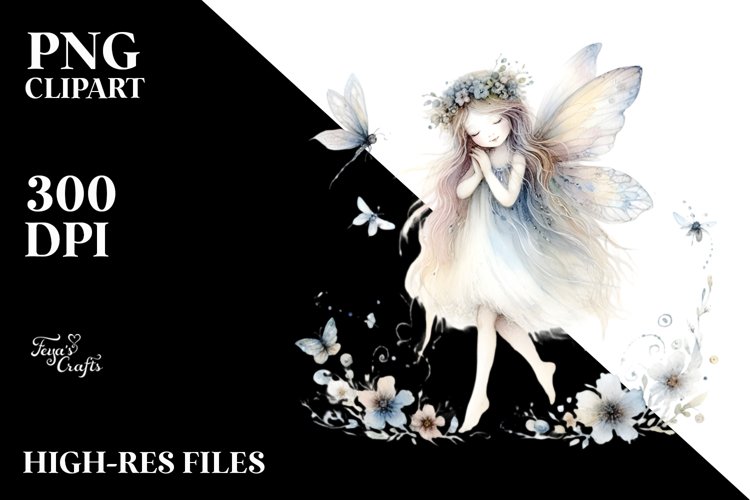 Washed Watercolor Whimsical Fairy example image 1