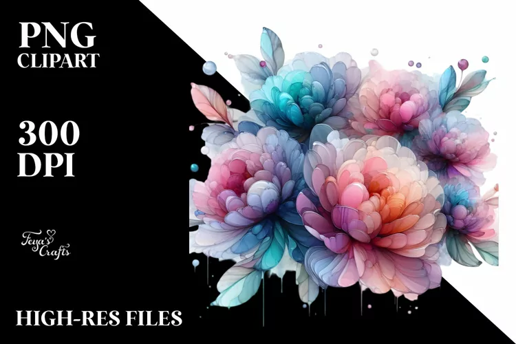 Vibrant Pastel Peonies PNG