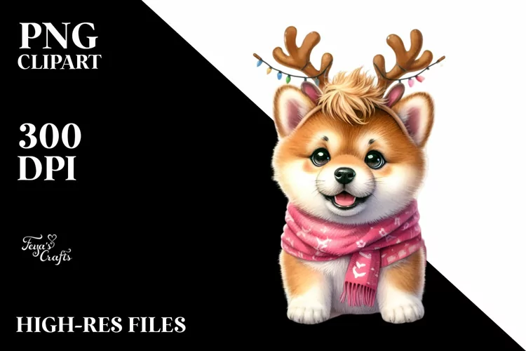 Baby Shiba Inu with Festive Look, Transparent PNG