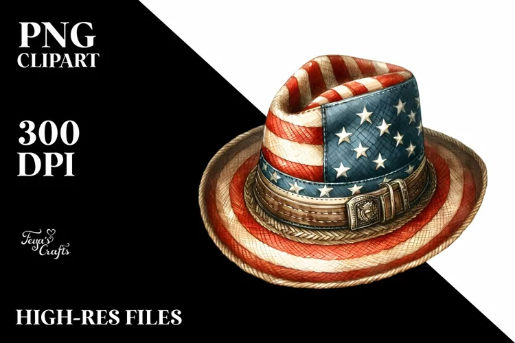 Watercolor Vintage Hat | USA Flag Collors | Watercolor